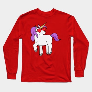 Unicorn wearing heart shaped glasses Long Sleeve T-Shirt